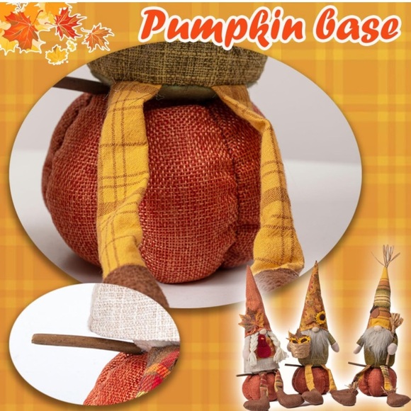 NWT- Set of 3- Fall Harvest Gnome Decorations on Pumpkin Bases 🍁🌻 - Picture 7 of 9